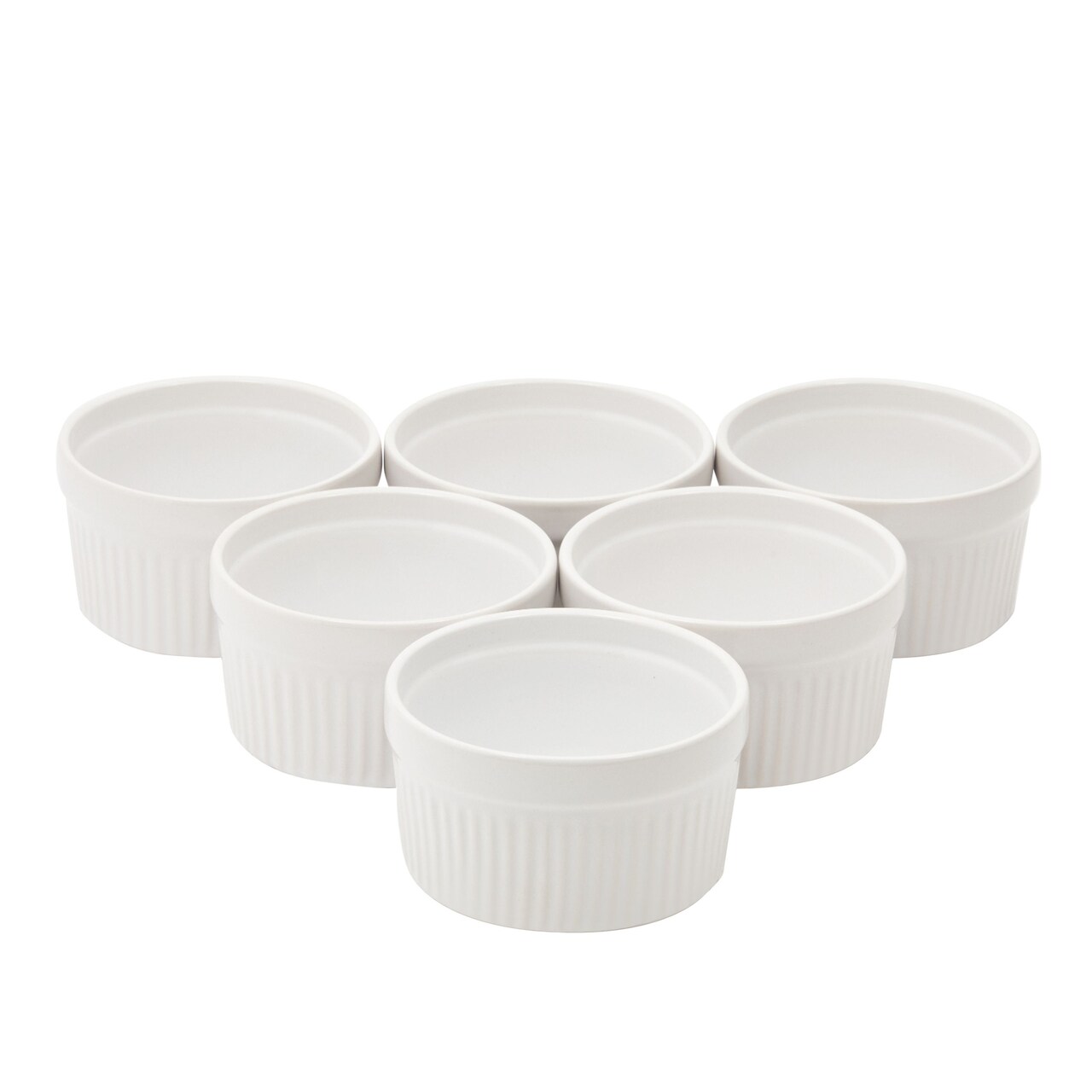 6 Pack White Ceramic Ramekins 8 oz, Oven-Safe for Baking, Creme Brulee, Souffle